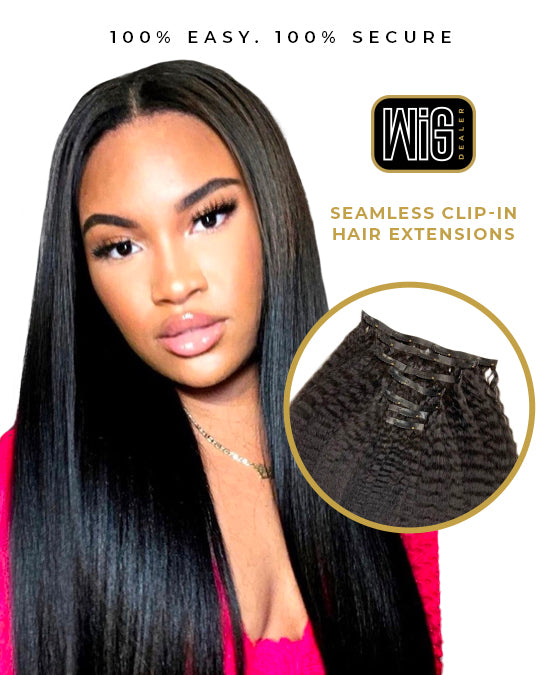 Relaxed Yaki Seamless Clip In Hair Extensions in