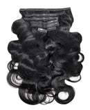 Jet Black Body Wave Seamless Clip In Hair Extensions
