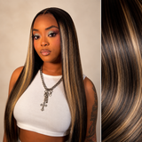 Blonde Highlights Invisible HD Lace Front Wig-Cambodian Straight