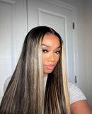 Blonde Highlights Invisible HD Lace Front Wig-Cambodian Straight