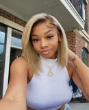 Brown Roots 12 inch #613 Blonde Invisible HD Lace Frontal Wig